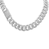 9mm 10.11ct G SI 14K White Gold Baguette & Round Diamond Cuban Necklace 22" Long