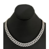 <span style="color:purple">¡ESPECIAL!</span> Collar cubano de oro blanco de 14K, 13 mm, 19.48 ct, G SI, con diamantes talla baguette y redondos, 50.8 cm