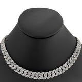 9mm 10.11ct G SI 14K White Gold Baguette & Round Diamond Cuban Necklace 22" Long