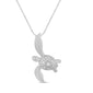 .12ct G SI 14K White Gold Diamond Turtle Pendant Necklace Necklace 18" Long