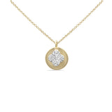 .29ct G SI 14K Yellow Gold Diamond Round Shaped with Flower Pendant Necklace 18" Long