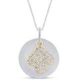 .29ct G SI 14K Yellow Gold Diamond Round Shaped with Flower Pendant Necklace 18" Long