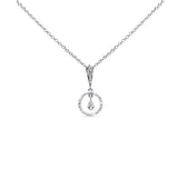 .22ct G SI 14K White Gold Diamond Round Drop Pendant Necklace 18" Long