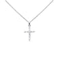 .21ct G SI 14K White Gold Round & Baguette Diamond Cross Pendant Necklace 18" Long