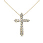 <span style="color:purple">SPECIAL!</span> .30ct G SI 14K Yellow Gold Round & Baguette Diamond Cross Pendant Necklace 18" Long