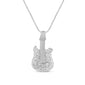 .15ct G SI 14K White Gold Diamond Guitar Style Pendant Necklace 18" Long