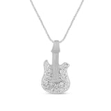 <span>DIAMOND CLOSEOUT! </span>  .15ct G SI 14K White Gold Diamond Guitar Style Pendant Necklace 18" Long
