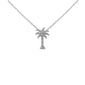 .12ct G SI 14K White Gold Diamond Palm Tree Pendant Necklace 18" Long