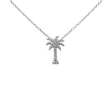 .12ct G SI 14K White Gold Diamond Palm Tree Pendant Necklace 18" Long