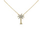 .11ct G SI 14K Yellow Gold Diamond Palm Tree Pendant Necklace 18" Long