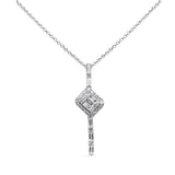 .40ct G SI 14K White Gold Round & Baguette Diamond Pendant 18"