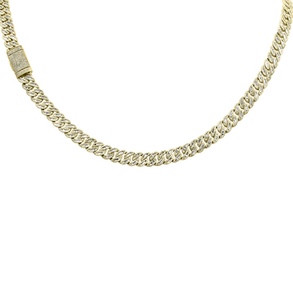 7MM 8.71ct G SI 14K Yellow Gold Round & Baguette Diamond Cuban Necklace 22" Long