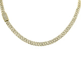 7MM 8.20ct G SI 14K Yellow Gold Round & Baguette Diamond Cuban Necklace 20" Long