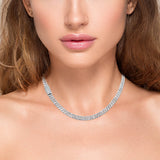 7mm 8.05ct G SI 14K White Gold Round & Baguette Diamond Cuban Necklace 20" Long