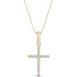 .10ct G SI 14K Yellow Gold Diamond Cross Pendant Necklace 18" Long