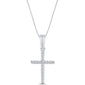 .11ct G SI 14K White Gold Diamond Cross Pendant Necklace 18" Long