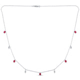 <span>DIAMOND CLOSEOUT! </span> 1.14ct G SI 14K White Gold Diamond & Ruby Gemstone Pendant Necklace 16+2" Long Chain