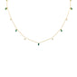 <span style="color:purple">SPECIAL!</span>  .79ct G SI 14K Yellow Gold Diamond & Emerald Gemstone Necklace 16" + 2" Ext