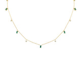 .79ct G SI 14K Yellow Gold Diamond & Emerald Gemstone Necklace 16" + 2" Ext