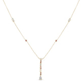 .23ct G SI 14K Yellow Gold Diamond & Ruby Gemstone Pendant Necklace 16+2" EXT Long