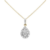 .35ct G SI 14K Yellow Gold Round & Baguette Diamond Pendant Necklace 18" Long