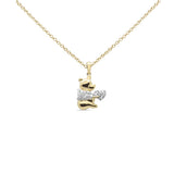 .17ct G SI 14K Yellow Gold Diamond Bear Pendant Necklace 18" Long