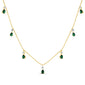 <span style="color:purple">SPECIAL!</span>1.17ct G SI 14K Yellow Gold Diamond & Emerald Gemstones Pendant Necklace 16+2" EXT Long