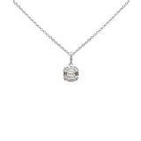 .35ct G SI 14K White Gold Round & Baguette Diamond Pendant Necklace 18" Long