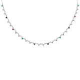 1.70ct G SI 14K White Gold Diamond & Multi Color Gemstone Pendant Necklace 16+2" EXT Long