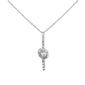 <span style="color:purple">SPECIAL!</span>.40ct G SI 14K White Gold Round & Baguette Diamond Pendant Necklace 18" Long
