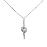 .40ct G SI 14K White Gold Round & Baguette Diamond Pendant Necklace 18" Long
