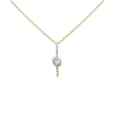 .39ct G SI 14K Yellow Gold Round & Baguette Diamond Pendant Necklace 18" Long