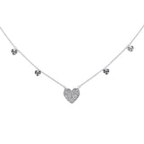 .44ct G SI 14K White Gold Diamond & Blue Sapphire Gemstone Pendant Necklace 16+2" Long