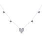 <span style="color:purple">SPECIAL!</span>.44ct G SI 14K White Gold Diamond & Blue Sapphire Gemstone Pendant Necklace 16+2" Long