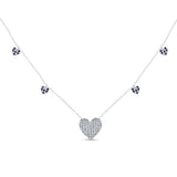 .44ct G SI 14K White Gold Diamond & Blue Sapphire Gemstone Pendant Necklace 16+2" Long