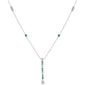 <span style="color:purple">SPECIAL!</span>.22ct G SI 14K White Gold Diamond & Emerald Gemstone Pendant Necklace 16+2" Long