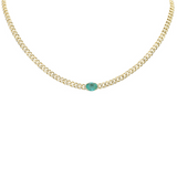 <span style="color:purple">SPECIAL!</span> 2.05ct G SI 14K Yellow Gold Emerald Gemstone Diamond & Emerald Gemstone Chain Necklace 13+3" Long