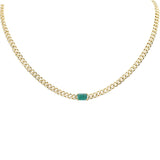 2.61ct G SI 14K Yellow Gold Diamond & Green Emerald Cut Gemstone Necklace 13+3" Long