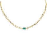 1.73ct G SI 14K Yellow Gold Emerald Gemstone & Diamond Cuban Necklace 13+3" Long