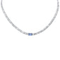 <span style="color:purple">SPECIAL!</span> 2.07ct G SI 14K White Gold Blue Sapphire Gemstone & Diamond Cuban Necklace 15+3" Long