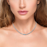 <span style="color:purple">SPECIAL!</span> 1.53ct G SI 14K White Gold Aquamarine Gemstone & Diamond Cuban Necklace 13+3" Long