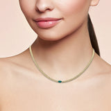 <span style="color:purple">SPECIAL!</span> 2.17ct G SI 14K Yellow Gold Oval Shaped Emerald Gemstone & Diamond Cuban Necklace 13+3" Long