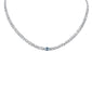 <span>DIAMOND CLOSEOUT! </span> 2.03ct G SI 14K White Gold Oval Shaped Aqua Gemstone & Diamond Cuban Necklace 13+3" Long