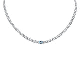 <span>GEMSTONE  CLOSEOUT! </span> 2.03ct G SI 14K White Gold Oval Shaped Aqua Gemstone & Diamond Cuban Necklace 13+3" Long