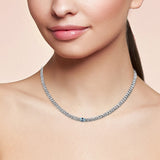 <span>GEMSTONE  CLOSEOUT! </span> 2.03ct G SI 14K White Gold Oval Shaped Aqua Gemstone & Diamond Cuban Necklace 13+3" Long