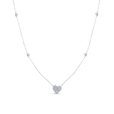 .43ct G SI 14K White Gold Diamond Heart Shaped Pendant Necklace 18" Long