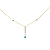 .43ct G SI 14K Yellow Gold Diamond & Emerald Gemstone Pendant Necklace 16+2" Long