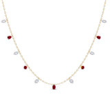 1.11ct G SI 14K Yellow Gold Diamond & Ruby Gemstone Pendant Necklace 16+2" Long