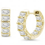3.48ct G SI 14K Yellow Gold Emerald Cut Diamond Hoop Earrings