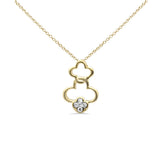 .11ct G SI 14K Yellow Gold Diamond Flower Pendant Necklace 18" Long